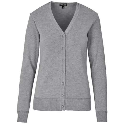 Ladies Quantum Low Pill Cardigan Grey Front